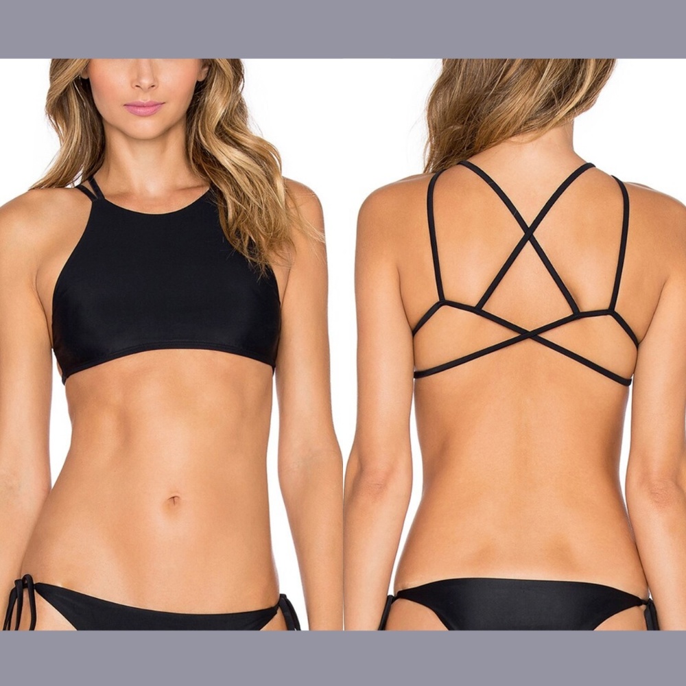 NEW Frankies Bikinis [ Small ] Marley High Neck Strappy‎ Back Bikini Top